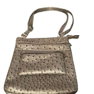 Elegant Metallic faux ostrich leather Crossbody Bag